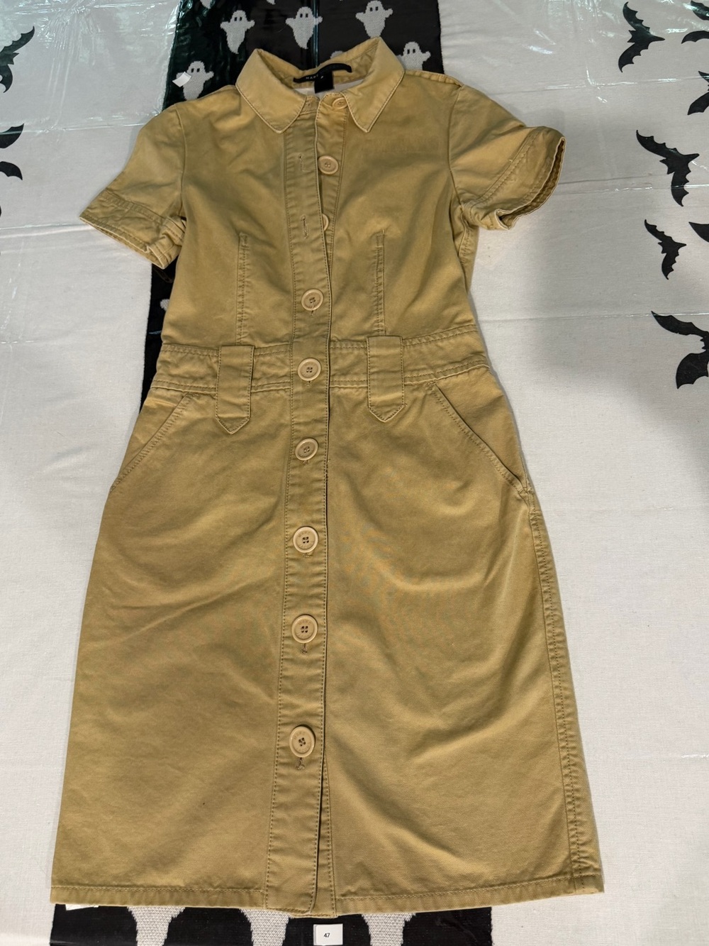 Marc Jacobs Tan Button-Front Midi Utility Dress
